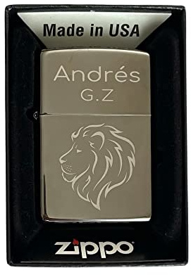 Regalo Grabado - Encendedor, Mechero Zippo Personalizado | Grabado con Texto o Dibujo Cumpleaños, Aniversario, Dia del Padre | Black Ice