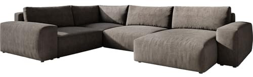 canapé panoramique Lanzo XL microfibre marron kaki 360x260 cm Recamière