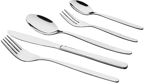 MÄSER Juego de cubertería para 12 personas, 60 piezas, de acero inoxidable, apto para lavavajillas, cubiertos para servir, incluye cuchara, tenedor de menú, cuchillo, cuchara de té y tenedor para