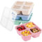 4 Stück Wiederverwendbare Snack-Behälter, Snackboxen mit 4 Fächer, Bento Snack Box mit Deckel, Geteilte Bento-Lunchboxen für Kinder Erwachsene Outdoor, Einfrieren/Mikrowellen/Spülmaschine