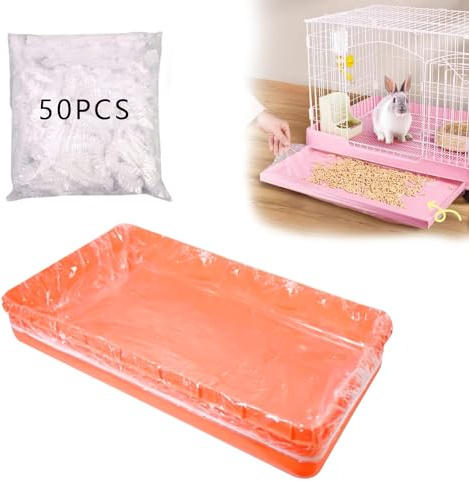 PEFAVPRO Fodere per Gabbie Monouso, Pellicola per Gabbia di Coniglio, 50 Pezzi Film Plastico per Gabbia di Coniglio per per Coniglietto Criceto Riccio Furetto e Piccoli Animali (Trasparente, 70x50cm)