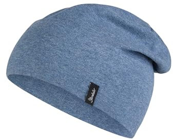 Sterntaler OCS Beanie Melange – Unisex Baby Mütze aus Melange-Singlejersey (Bio) – weiche Kopfbedeckung mit Zwei Tragevarianten – lässige Übergangsmütze für Babys & Kinder – Tintenblau, Gr. 57