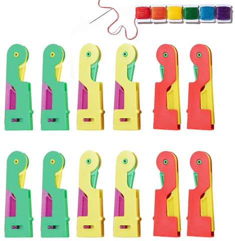 TRKETK 12 Stück Nadeleinfädler Einfädelhilfe für Nadeln Einfacher Einfädle Automatischer Einfädler Nadel Threading Tool für Hand Nähen und DIY Einfache Stickerei Nadeleinfädler(Zufällige Farbe)