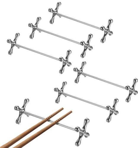 Sourcing Map 6pcs Zinc Alloy Chopstick Rest, Non Slip Chopstick Stand Holder, Silver