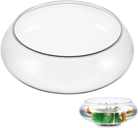 Kisangel Transparent Aquarium Tank 9.53In Desktop Fish Bowl for Betta Fish Home Office Decor Clear Plastic Tank with Smooth Surface for Plants and Aquatic Pets
