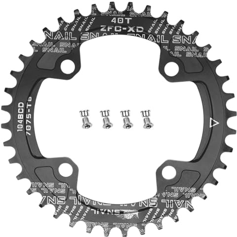 CYSKY Bike Chainring 104 BCD 30T to 52T Narrow Wide Single Speed Chainring with Sprocket Bolts for 1x Set-up Road Bike Mountain Bike BMX MTB Gravel Ebike (Black, 40T)