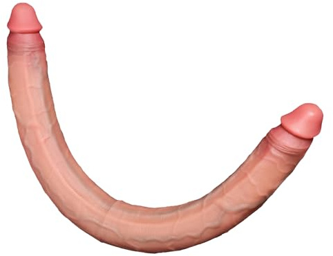 AMAZBEE Dildo a doppia testa Dildo realistico in silicone flessibile per coppie Giocattolo per adulti a forma di pene a doppia estremità per donne uomini uso lesbico (M,1)