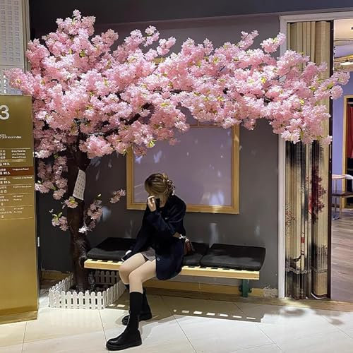 Stort simulerat körsbärsträd, konstgjort japanskt rosa körsbärsträd naturtroget simulerad växt bröllopsdekoration, restaurang- och köpcentrumdisplay för hem, kontor, sovrum,001,250x250cm