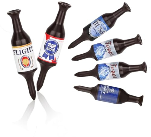 6 Stück Golf Tee Bierflasche, Golf Tees holz, Langlebigere und Stabilere Golf Tees, Weniger Reibung、Training Golf Tee，Geschenke für Golfspieler, 9 cm/3.54 Zoll Golf-Tees