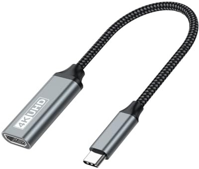 JZK 20CM Câble Adaptateur USB C vers HDMI, câble convertisseur 4K@30Hz Type C vers HDMI HD pour Thunderbolt 3/4/5, pour MacBook Pro/Air, pour Surface Book 2, pour Samsung Galaxy, pour iPhone 15 Pro