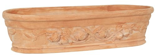 Biscottini Cassetta in Terracotta Artigianale Made in Italy 80x28x19 cm - Fioriera Rettangolare per Piante - Vasi decorativi Esterno e Interno - Ciotola in Terracotta per Fiori -Vaso Moderno Decorato