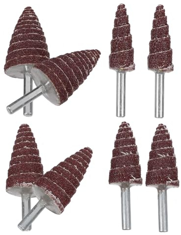 NAMOARLY Set 8 Pezzi Ruote Lamellari Abrasive Coniche 6 Mm Testa Abrasiva per Smerigliatrice Elettrica, Mole Abrasive di Ricambio Compatibili per Metallo, Legno e Plastica, Attrezzatura
