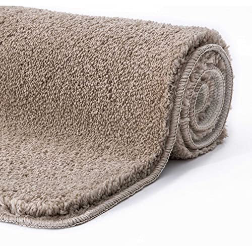 etérea Badematte rutschfest 80x50 cm waschbar - Bad Duschvorleger Hochflor - Bathroom Mat - Badteppich Waschmaschine Flauschig Schwer - Badläufer Teppich 50x80cm - Jana Badematte Beige