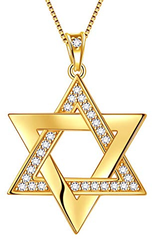 Aurora Tears Star of David Necklace 925 Sterling Silver Hexagon Gold Plated Pendant Jewish Jewelry Religious Judaica Gifts for Women DP0274Y