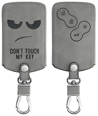 kwmobile Autoschlüssel Hülle kompatibel mit Renault 4-Tasten Autoschlüssel Karte (nur Keyless Go) - Kunstleder Schutzhülle Schlüsselhülle Cover Don't Touch My Key Grau