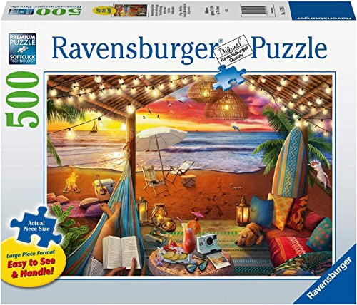 Ravensburger Puzzle 16795 - Solnedgång på stranden - 500 bit pussel för vuxna och barn över 10 år, med större bitar [Exklusivt på Amazon]