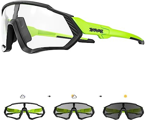 KAPVOE Occhiali da Ciclismo Fotocromatici, UV400 TR90 per Uomo Donna, MTB Strada