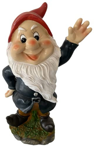 eacommerce Nano da Giardino in poliresina Altezza 28 cm Statuetta Gnomo per esterno (Eolo)