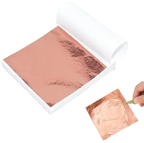 Blattgold Imitation, Imitation Blattgold 100 Stück, Basteln Schlagmetall Kunstprojekt, Rose Gold Leaf für Kunst,Vergoldung Handwerk, Dekoration, Möbel, Makeup Health & Spa,Möbel Dekoration(Rose Gold)