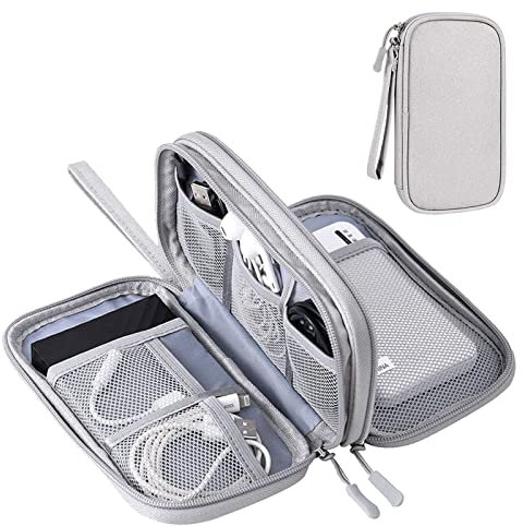 YWKJDDM Kabeltasche, Elektronische Tasche Wasserdicht Kabelorganizer Tasche, Universal Doppelschicht Reise Elektronik Zubehör Tasche für Handy Ladekabel USB Headset Powerbank (Grau)