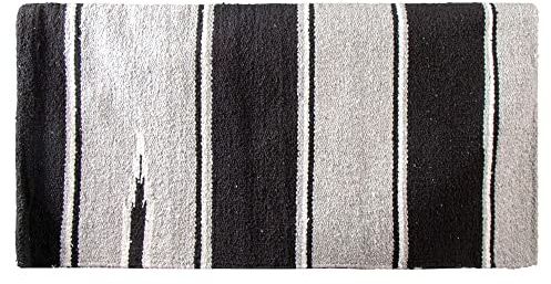 Dura-Tech Woven Navajo Western Saddle Blanket for Horses | Lightweight Horse Saddle Blanket | Colorful Acrylic/Cotton Blend Saddle Blanket | Versatile Use | Color Grey/Black | Size 32 X 32