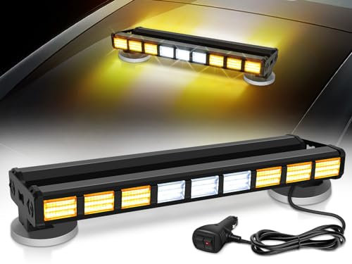 LED Rundumkennleuchte 81W 9 Stück COB Gelb Rundumleuchte - Magnetischer Sockel - Bernstein/Weiß Rundumleuchte mit 27 Blinkende Stroboskop-Modi für Auto Pkw Truck Traktor KFZ LKW