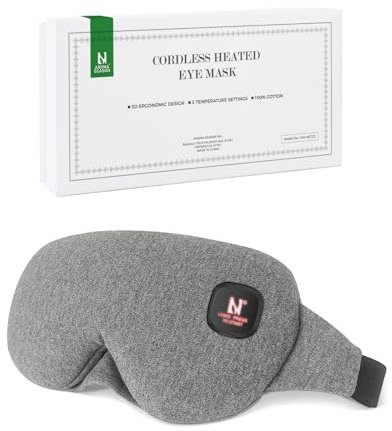 Aroma Season Heated Eye Mask, Warm Compress for Eyes, Cordless Heated Eye Masks, Block Light, Rechargeable Washable Design, Gift for Men Women(Grey)