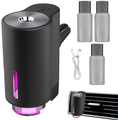 Fulenyi Désodorisant électrique pour grille d'aération – Diffuseur intelligent réglable – Améliore l'ambiance de la voiture – Spray d'aromathérapie pour voiture de course, véhicule tout-terrain