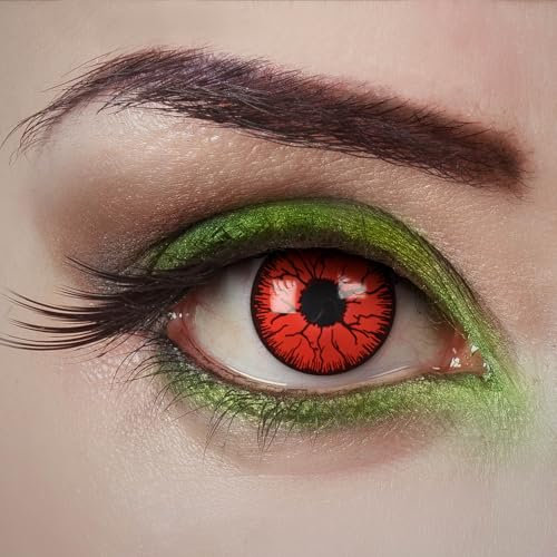 aricona lentes de contacto BLOOD VEINS lentes de color rojo - sin corrección de la visión 0,0 dioptrías - lentes opacas para Halloween y fiestas de disfraces