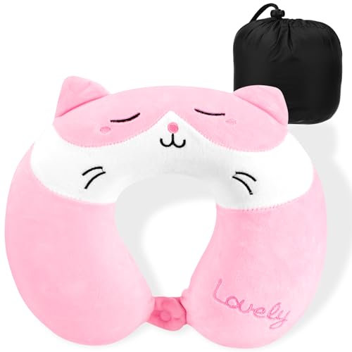Auauraintt Reisekissen Tier Reisekissen Nackenstütze,Nackenkissen Kinder,Tragbares Nackenkissen, U-förmiges Memorykissen Nackenkissen Erwachsene,Nackenkissen für Auto Flugzeug Zug Büro Heim