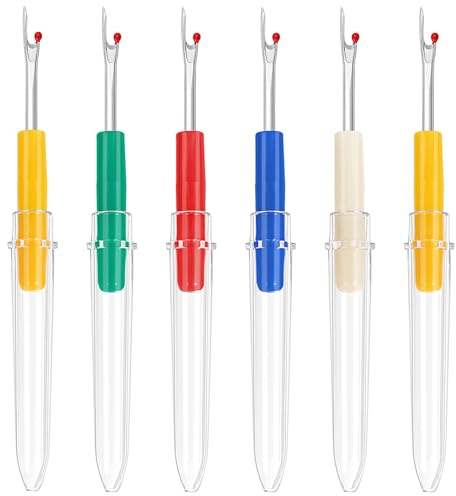 JSRQT 6 Pcs Stitching Thread Unpicker for Crafting DIY Thread Cutter Remover Little Sewing Aids Cross Stitch Embroidery Separators Stitch Unpicker Sharp Seam Separators Seam Ripper Sewing Accessories