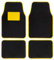 Tappetini in moquette universali, per auto, con talorena in gomma, bordo giallo, tappetini antiscivolo e lavabili anteriori, 45 x 65 cm, posteriori, 44 x 33 cm