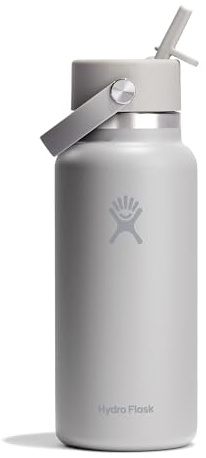 Hydro Flask – Wide Flex Straw Cap 946 ml (32 oz) Bottle – Stainless Steel, Leakproof Straw, Dishwasher Safe – Insulated Cold 24 Hrs – Wide Mouth, Ice Cube Friendly – Birch