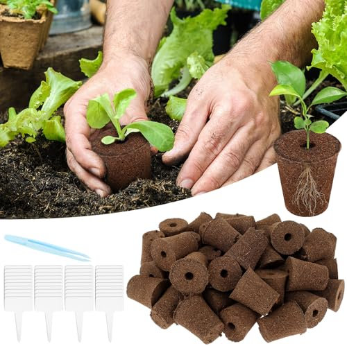 Fyeme 40 Stück Wachstumsschwämme mit 40 Etikett Hydroponisches Anzuchtsystem Zubehör mit Clip Hydroponics Garten Zubehör Geeignet für die Meisten Hydrokultur Anbausysteme