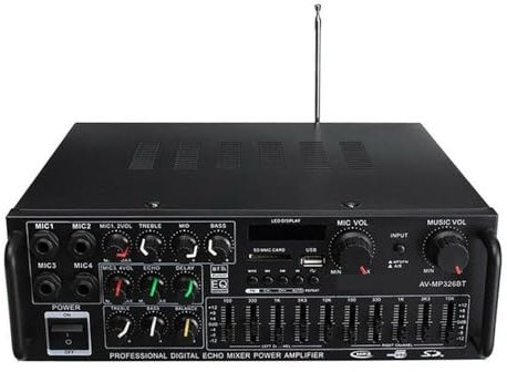 Altavoz Bluetooth HiFi con Amplificador AV de 2000 W y 12 V, Control Remoto, Disco USB for Coche y hogar.,Reproducción precisa