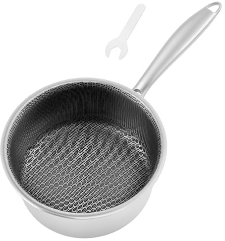 Stainless Steel Saucepan Uniform Heating Honeycomb Nonstick Frying Pan with Ergonomic Handle Thermal Insulation Milk Saucepan Versatile Cookware Pots for Induction,Gas, Electric Stoves