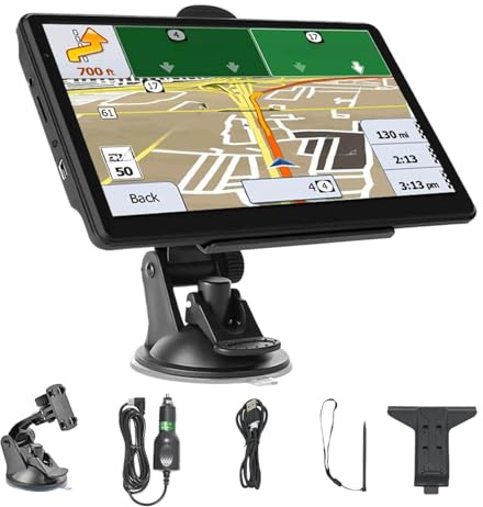 Xijobido Navegador GPS para Coche,Navegador GPS de 17,8 cm - Dispositivo Inteligente con Pantalla Táctil para Vehículos Camiones Autocaravana y Viajes Largos