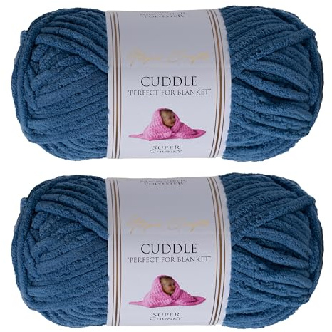 Utopia Crafts Cuddle Super Chunky Chenille Garn Sächsisch Blau, 100 g Knäuel, 60 m, Flauschiges, Dickes Strickgarn Häkelgarn, Maschinenwäsche, Stricken Häkeln für Anfänger, Wollalternative, 2er-Pack