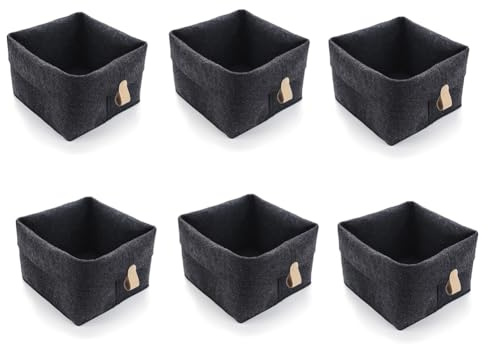 Wadakada 6 Cubi Portaoggetti Contenitori Portaoggetti Cubici in Tessuto Feltro Contenitori Portaoggetti Pieghevoli con per Appendere Cestini Portaoggetti Pieghevoli Durevoli Circa 23 X 23 X 26,