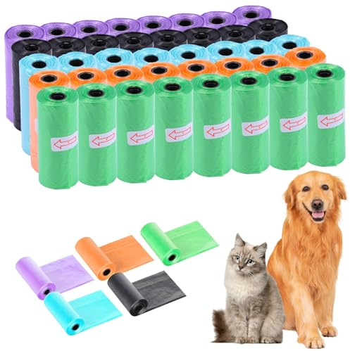 800 Unidades Bolsas Caca Perro (40 Rollos de 20), 30 x 22 cm, Extra Gruesas y Resistentes, Impermeables, Bolsas Excrementos Perros Portátiles, Accesorios para Mascotas (Multicolor)