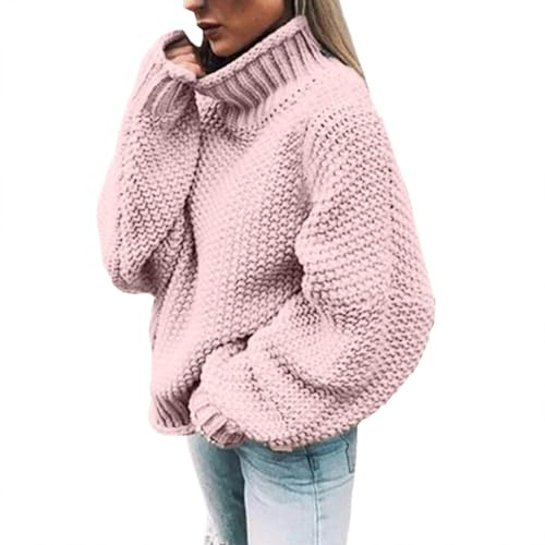 Långärmad damtröja med polokrage lös passform toppar stickad pullover tröjor dam polotröja