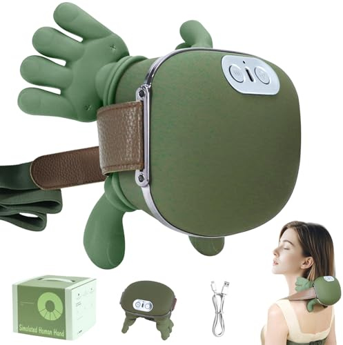 HIHOBDAY Masajeador de cuello y hombros, tejido profundo moldeado a mano, amasado 4D con terapia de calor, masajeador eléctrico portátil para aliviar el dolor