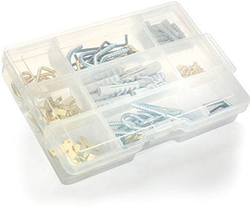 com-four® Juego de Gancho y Colgador de 198 Piezas con Ganchos de Tornillo, Tacos, Clavos, Ganchos de ángulo - Colgador de Imagen - Ojos de Tornillo