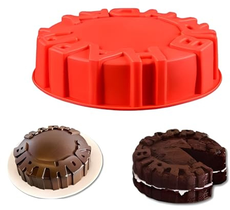 Holzsammlung Moule à gâteau d'anniversaire en silicone - Moule à dessert - Moule à gâteau à motif - Pour fêtes d'anniversaire, réunions entre amis
