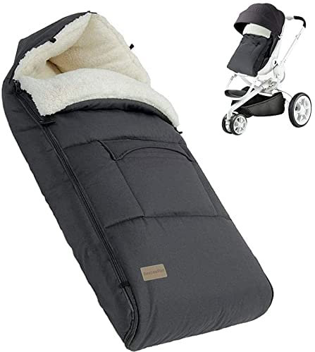 Nukdey Fußsack für Kinderwagen Buggy, Universeller Fußsack für Babyschale, Winterfußsack mit Fleece gefütterten und Verstellbaren Reißverschluss, Waschbar und rutschfest Fußsäcke für Kinderwagen