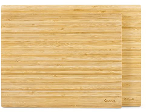 Culinare Naturals C70027 2 Piece Wooden Chopping Board Set, Sustainable Bamboo, 280 mm x 220 mm / 330 mm x 240 mm, Kitchen Food Chopping Wood Blocks, Includes 2 x Cutting Boards, Not Dishwasher Safe