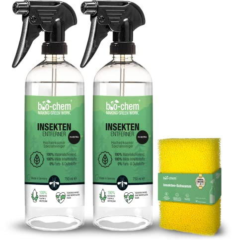 bio-chem Insekten-Entferner 2x 750 ml I pH-neutral I Insektenreiniger und Vogelkot-Entferner für Auto, Motorrad oder Wohnmobil I Ideal als Vorreiniger zu Autoshampoo, Glasreiniger und Felgenreiniger