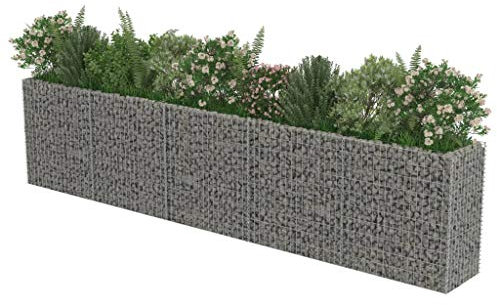 Keketa Gabbione Letto Rialzato in Acciaio Zincato Gabbione con Letto Gabbione Pietra Cestino Fioriera Gabbione in Acciaio Metallo Fioriera Gabbione Grande 450x50x100 cm