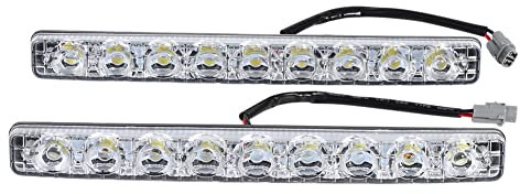 Wakects 2pcs 9 LED Long Strip Daytime Running Light for Cars, Aluminum 12VDC DRL Car Fog Day Driving Lamp Reverse and Open Circuit 10 x 0.98 x 1.57inch White
