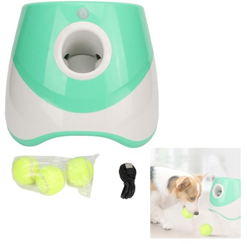 Lanzador Automático de Bolas para Perros, Lanzador Automático de Pelotas con 3 Modos,Lanzador de Pelotas para Perros Recargable con 3 Pelotas de Tenis para Jugar en Interiores